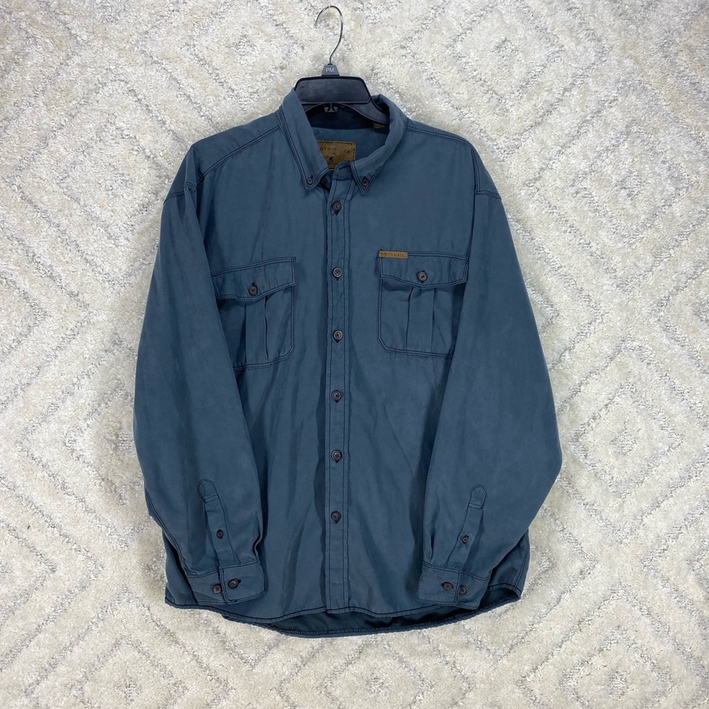north river outfitters long sleeve button up shirt mens size large blue